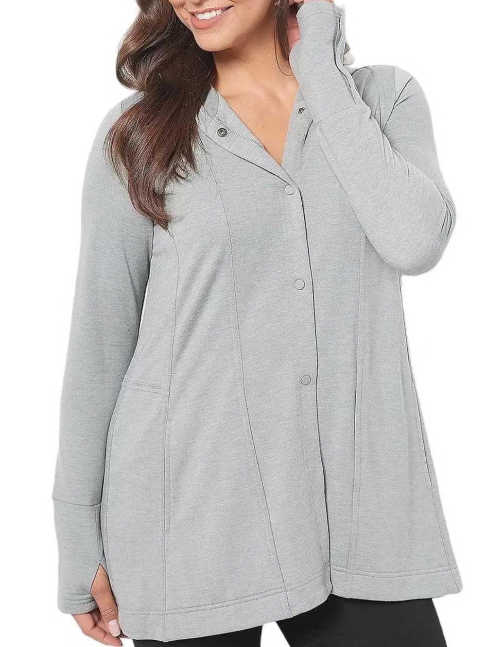 SG Sport French Terry Snap-Front Hooded Duster